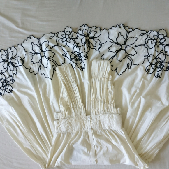 NWT Anthropologie Forever That Girl Tiered Deep V Cream Embroidered Dress Sz XS - Picture 10 of 13
